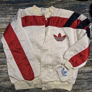 Adidas Red and White Bomber Jacket